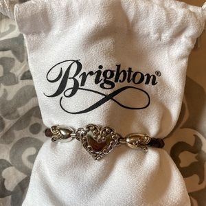 Brighton Cupid’s Bandit Silver Plate Heart Black Braided Bracelet